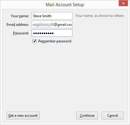 enter email credentials