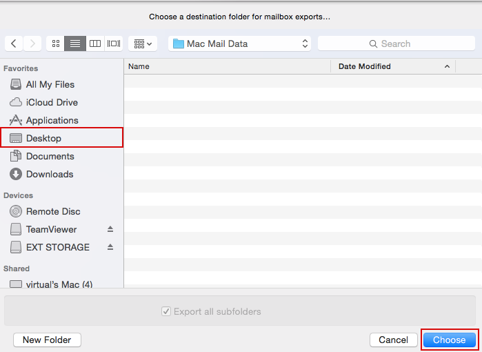 choose folder in mac mail