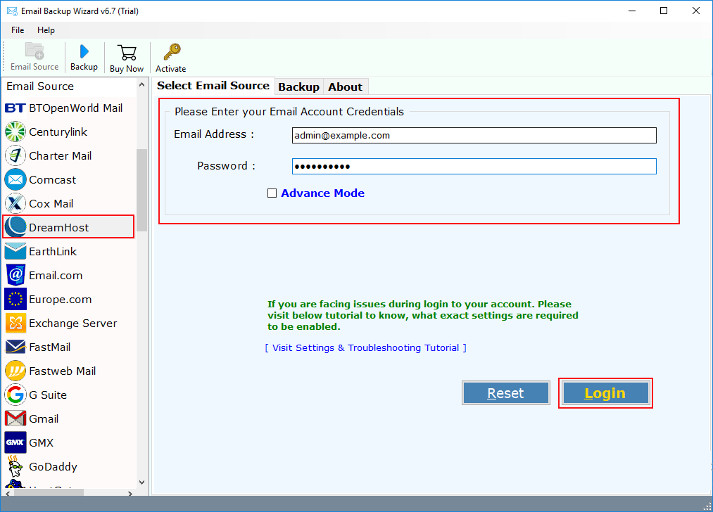 select dreamhost application