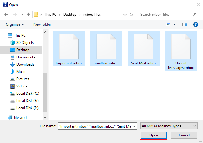 select mbox files