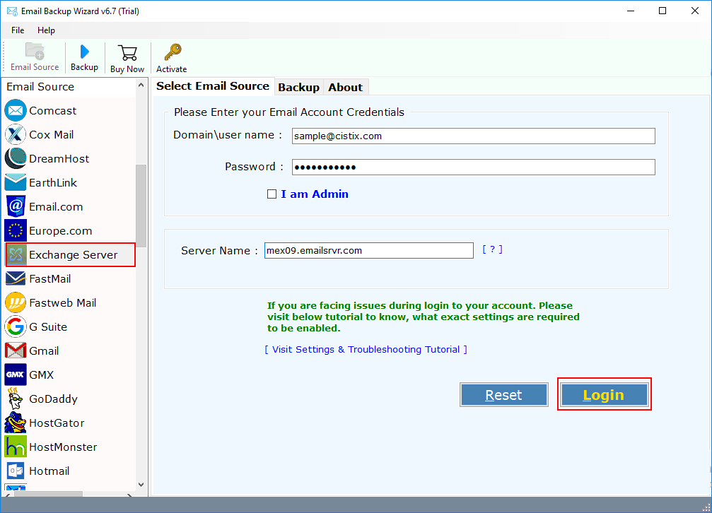 Exchange Server Backup Tool