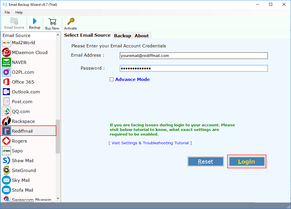 Rediffmail Backup Software