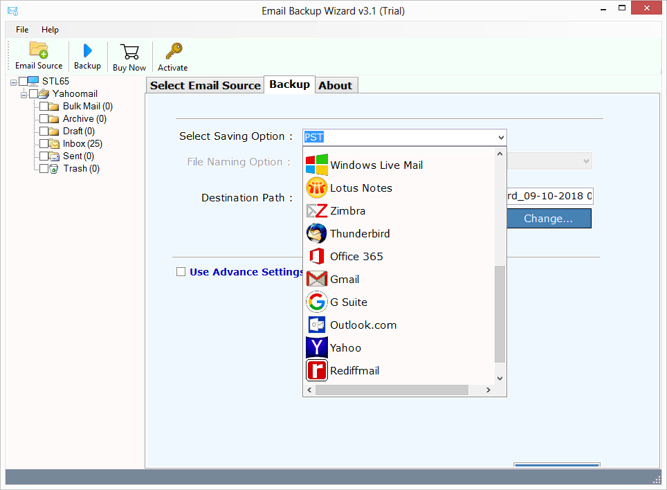 Yahoo to webmail backup