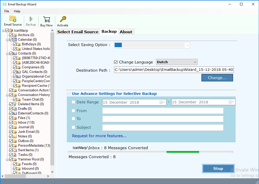 Take Zimbra webmail backup